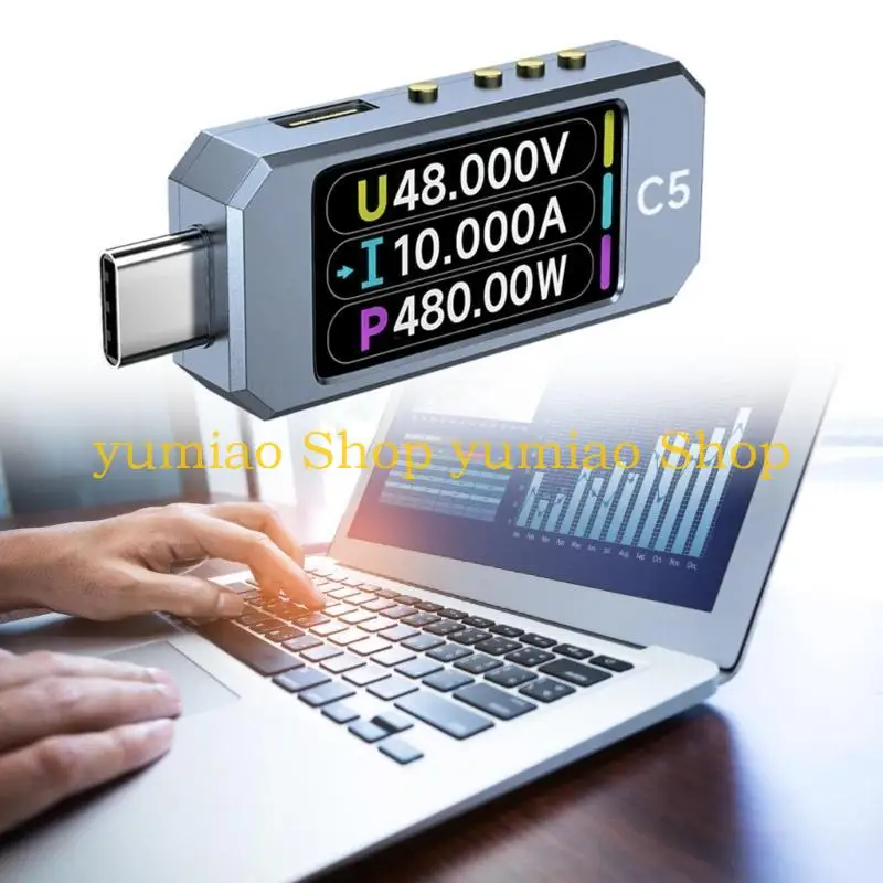 587B USB Power Meter PD3.1 Type C Digital Multimeter, DC48V 6A Voltages and Current Detectors with Color IPS Display