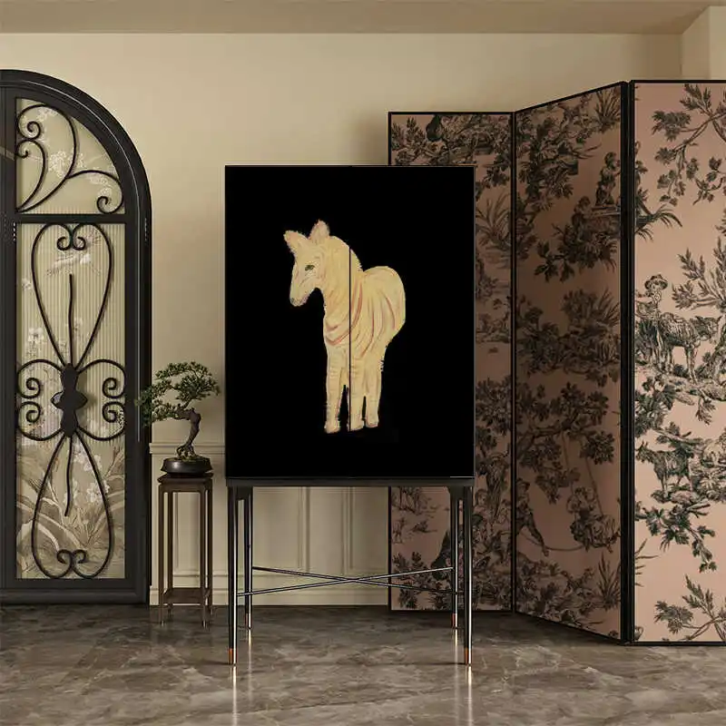 cabinet, living room entrance locker, retro solid wood dining room storage cabinet against the wall decoration cabinet