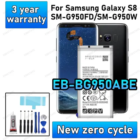 100% New High Quanlity EB-BG950ABE Battery For Samsung Galaxy S8/SM-G950FD/SM-G950W Replacement Batteria Batteries+Free tools