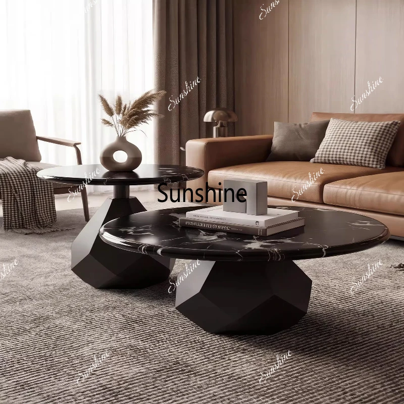 

Light luxury rock slab coffee table Modern simple oval storage, luxury design quality