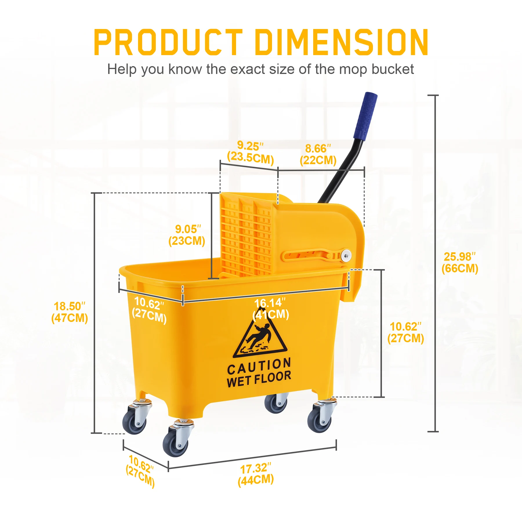 Commercial Mop Bucket w/Wringer Combo Commercial Rolling Cleaning Cart Cleaning Trolley 20L/5 Gallon For Home Shop Garden Hotel