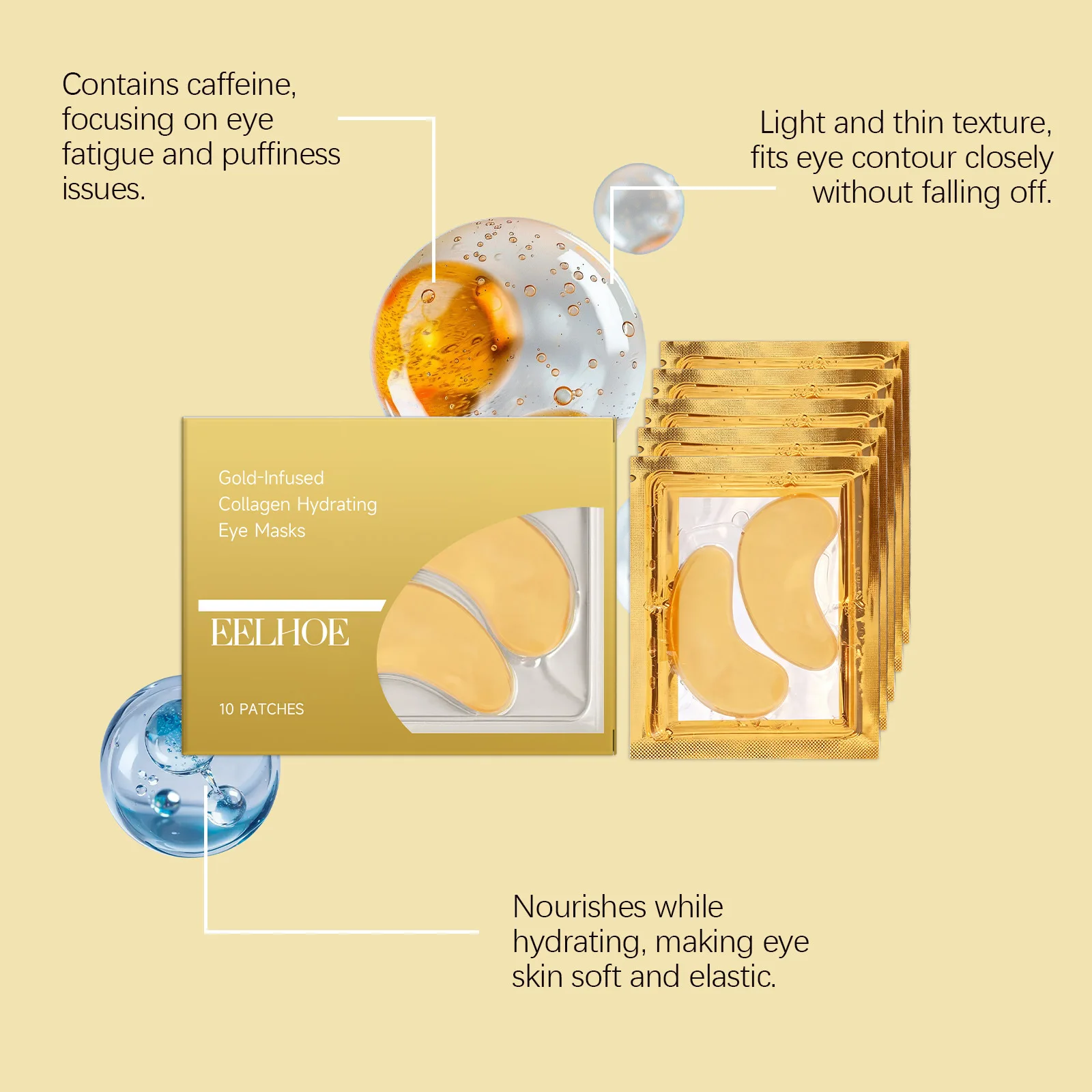 EELHOE Collagen Eye Mask Deep Hydrationremove Dark Circles Reduce Fine Lines Sodium Hyaluronate Improve Roughness Eye Care Mask