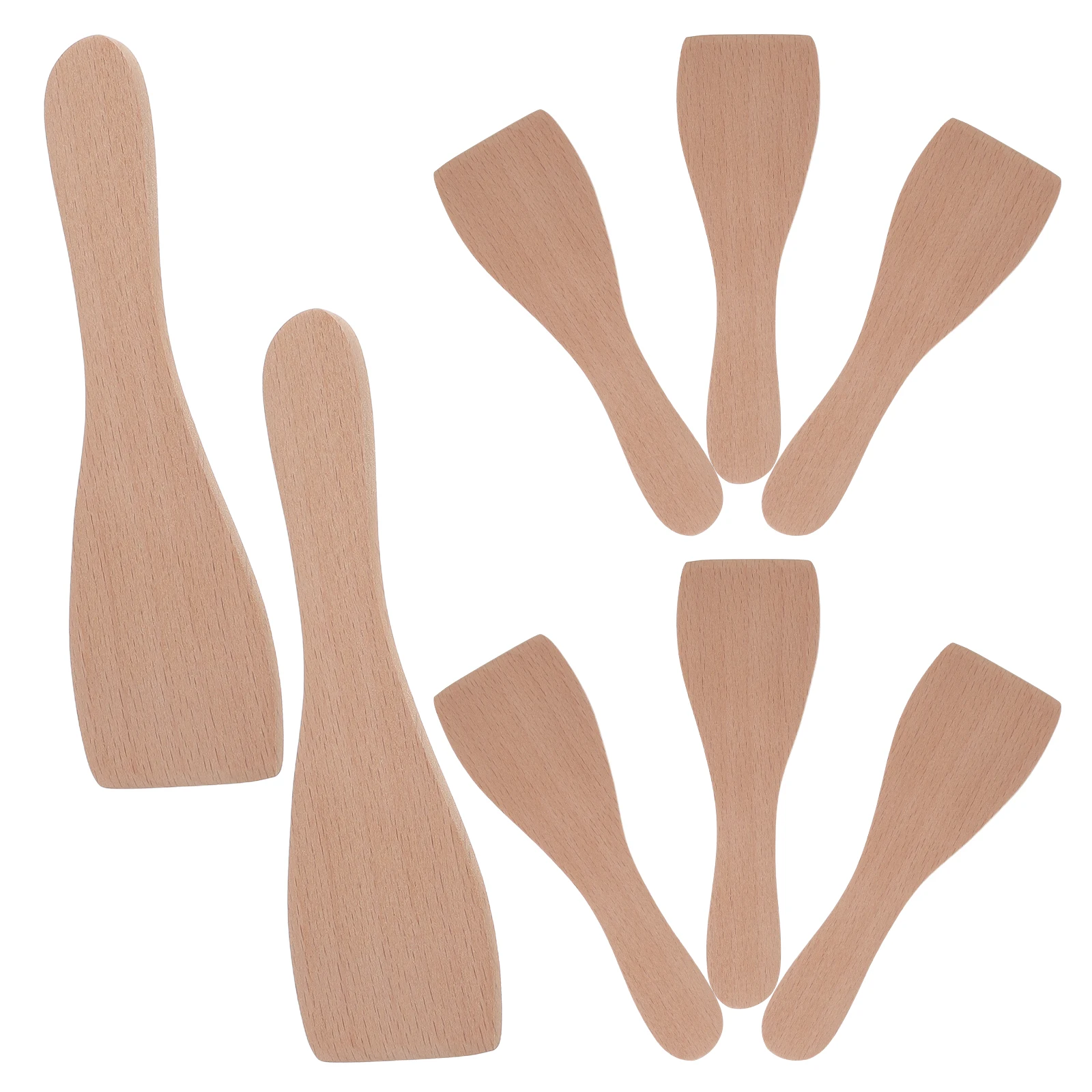 

10pcs Beech Wood BBQ Spatula Kitchen Griddle Pancake Wooden Spatulas Compact H Easy Clean Versatile Usage Wear Resistant