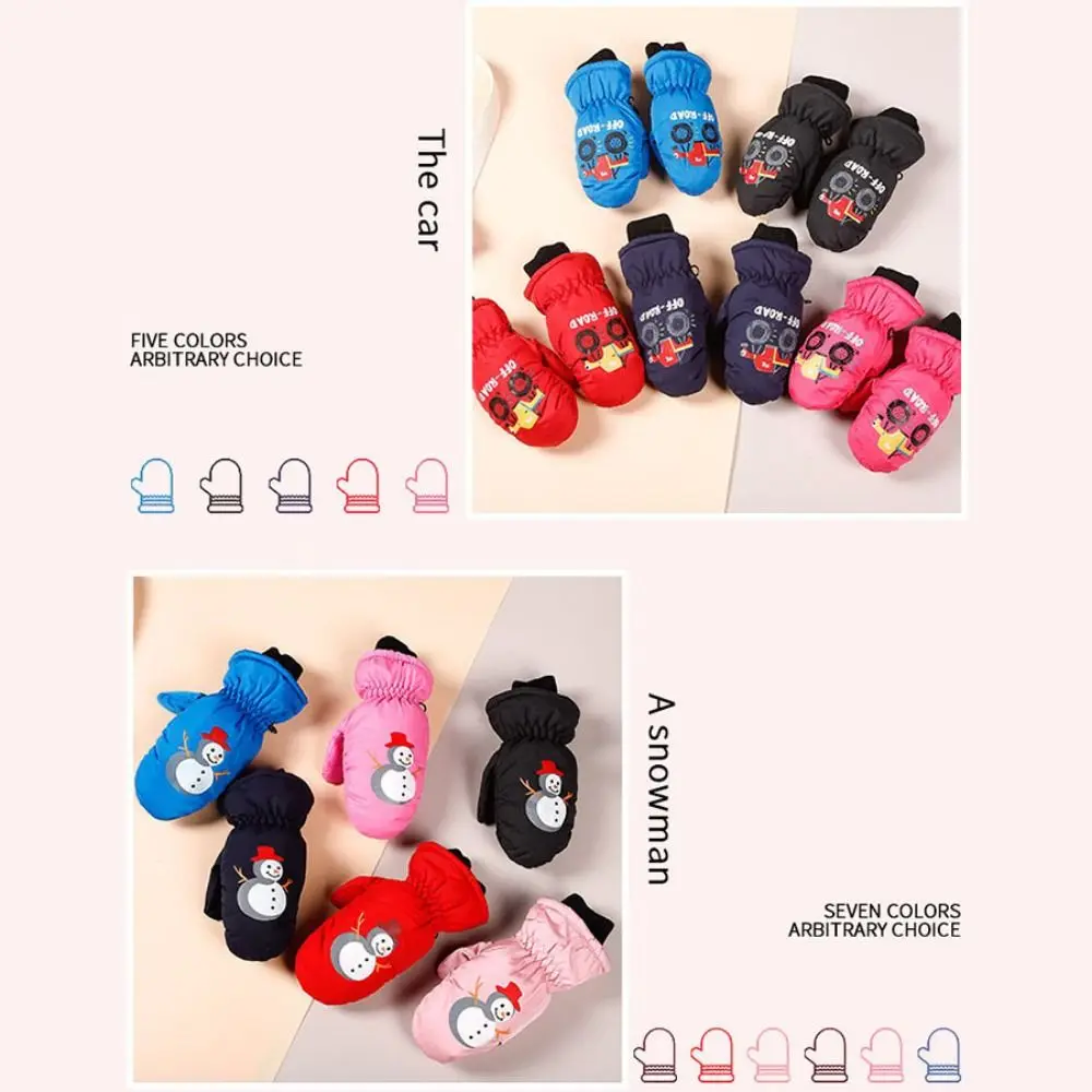 Snow Man Children's Snow Gloves Aged 2 To 5 Years Windproof Winter Ski Mittens Waterproof Anti Loss Buckle - view 3