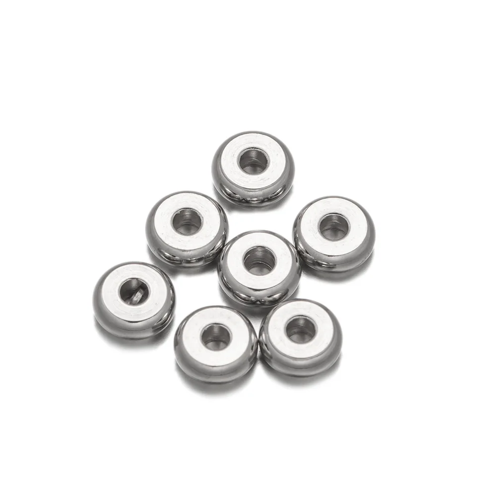 50Pcs 4/5/6/8/10mm Stainless Steel Flat Round Loose Spacer Beads For DIY Bracelet Necklace Jewelry Making Accessories Wholesale