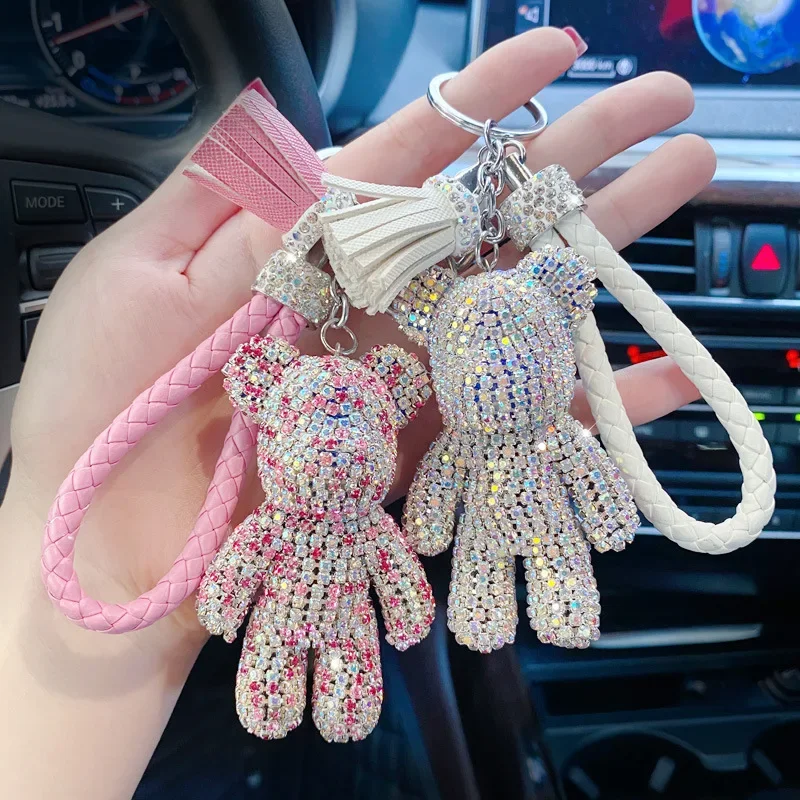 

Cute Glitter Bear Keychain Fashion Tassels Cartoon Doll Keyring Creative Keys Chain Gift Wholesale for Car Key Women Bag Pendant