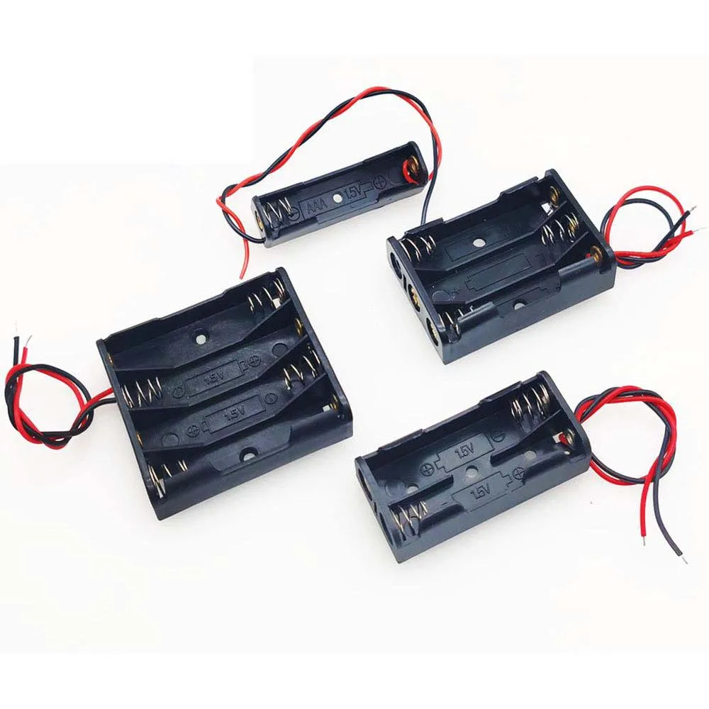 With Wire Leads 1 2 3 4 Slot 1X 2X 3X 4X ABS Storage Box Battery Holder Batteries Container Battery Storage Boxes Battery Box