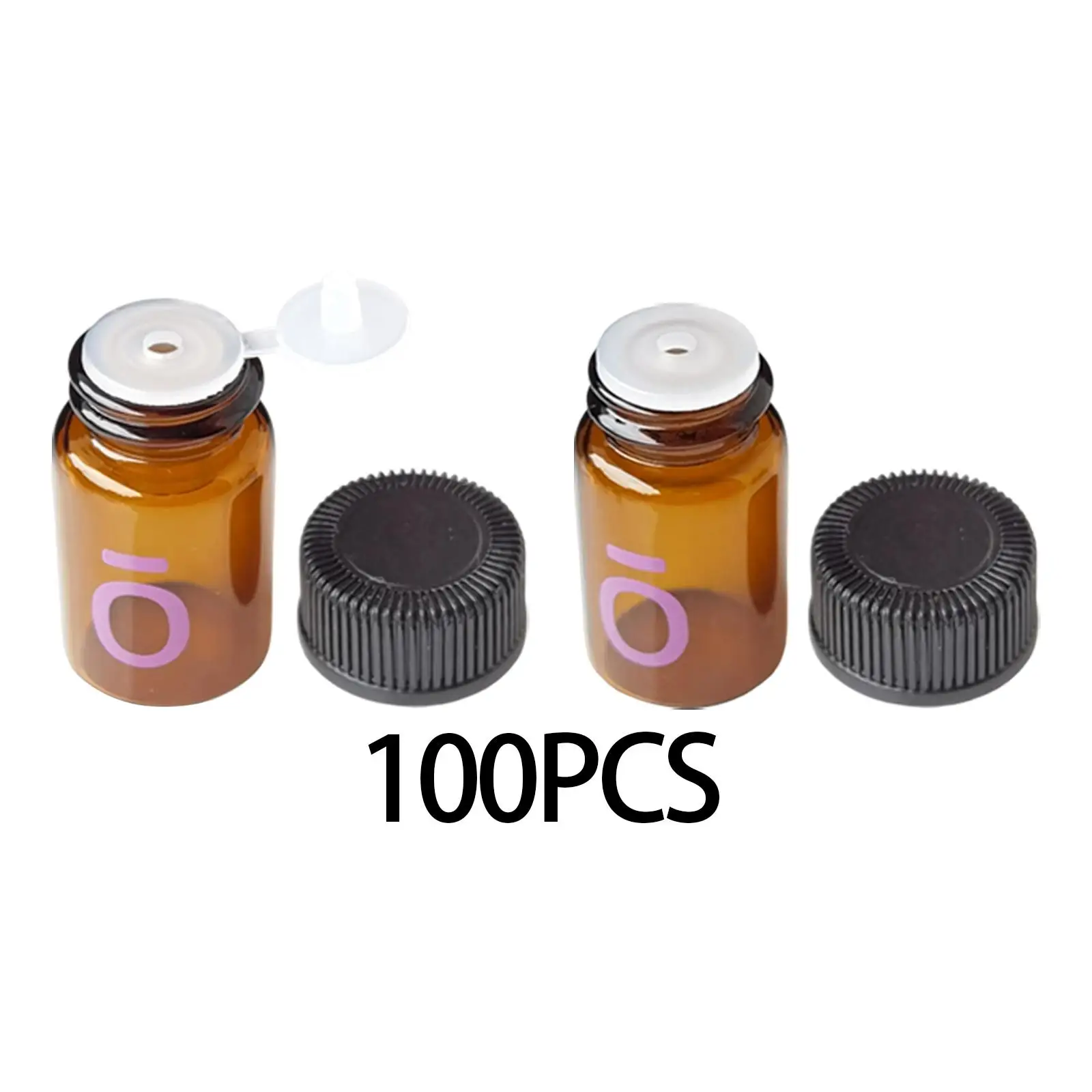 100 Pieces Essential Oil Empty Bottle Glass Vials Portable Bottles Refillable