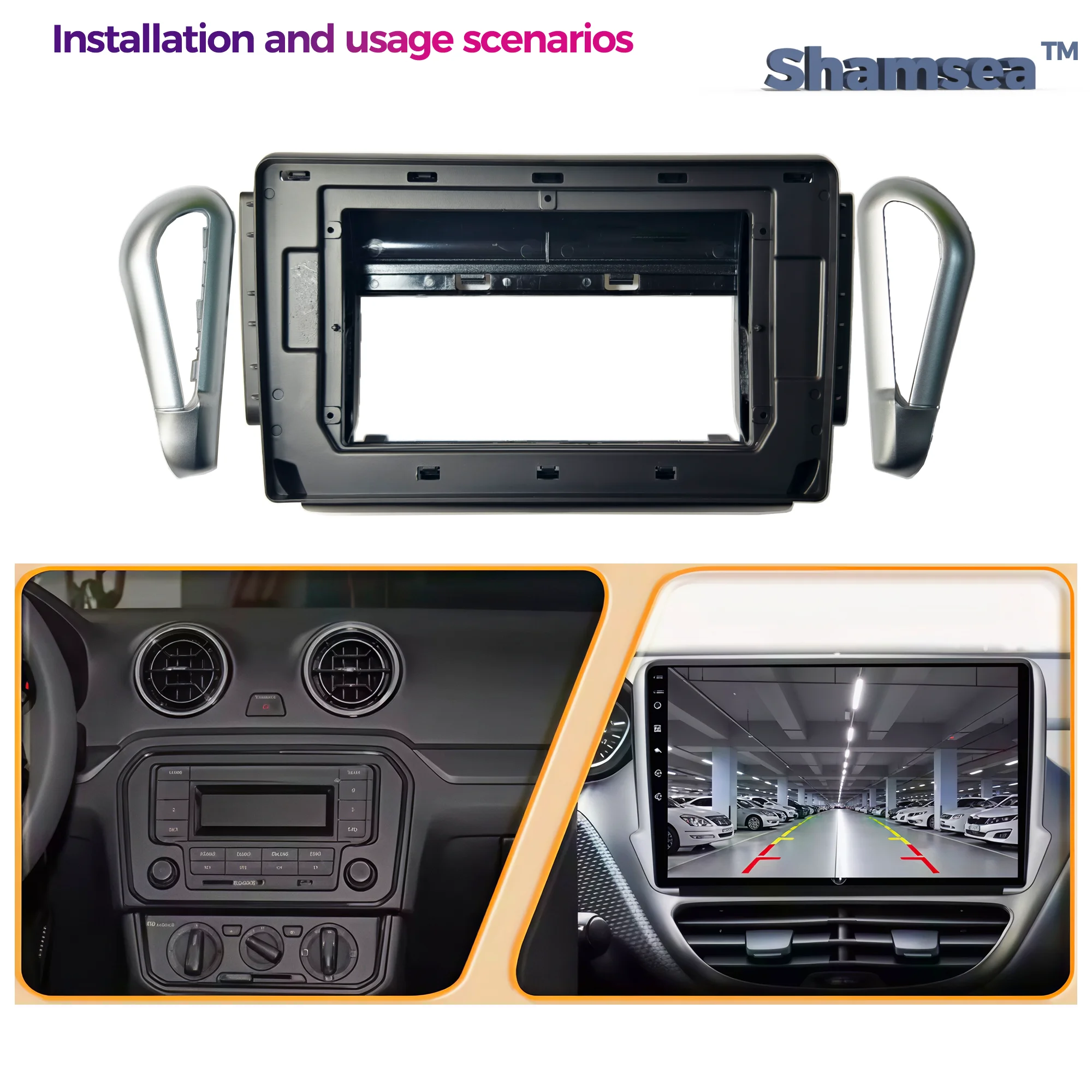 10.1 Inch Double Din Car Stereo Radio Fascia Frame Dash Kit for Peugeot 208 2008 2014-2018 Navigation Dashboard Trim Panel Bezel
