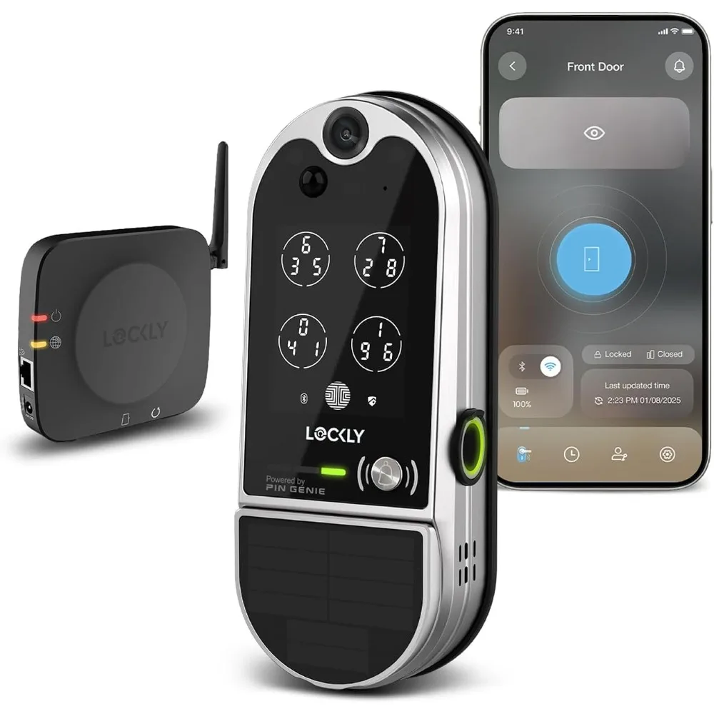 

Умный замок Vision Elite Video с камерой, интеллектуальный засов Wi-Fi для входной двери, PIN Genie ® Клавиатура, дверной замок с отпечатком пальца, движение