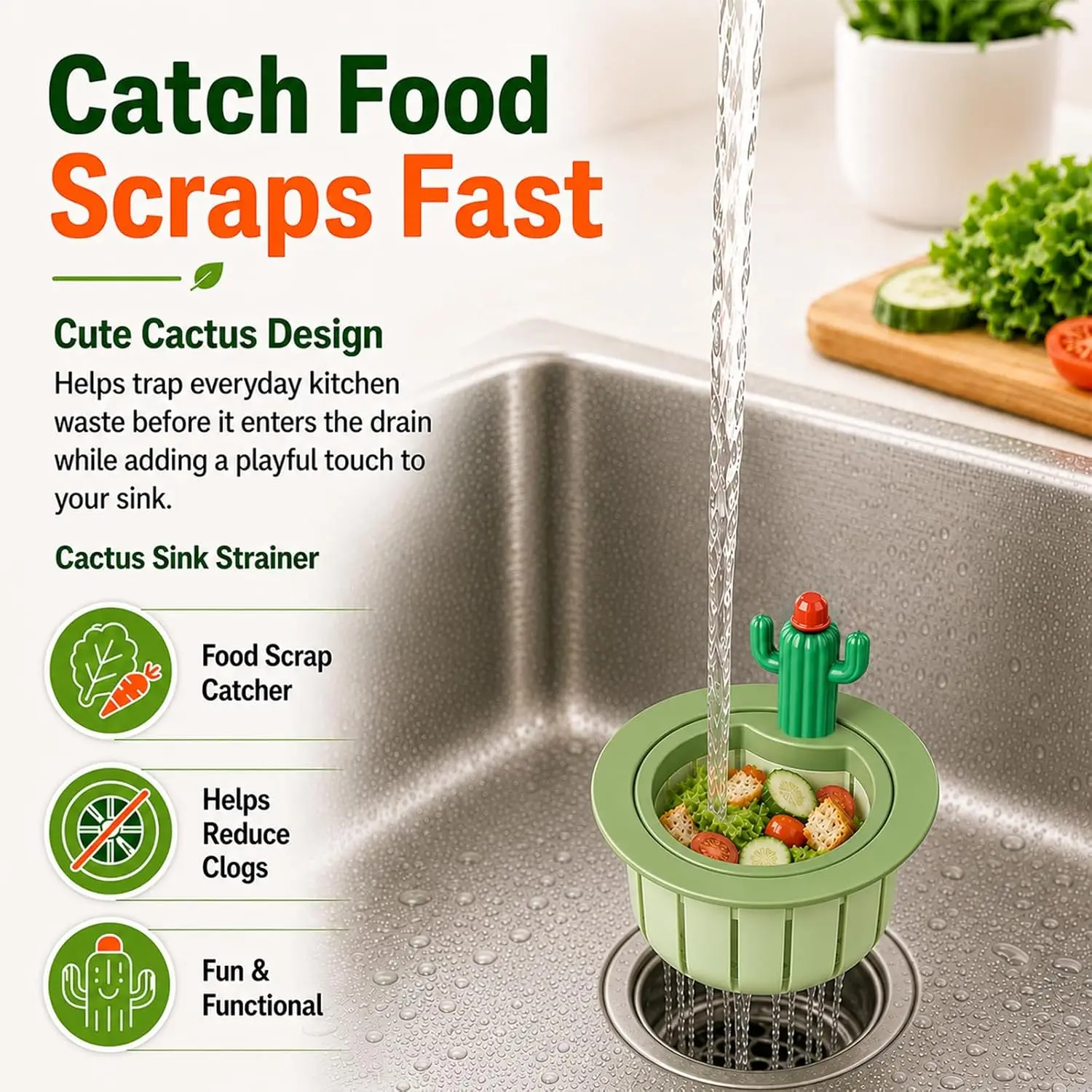 Cactus Sink Strainer Basket Kitchen Drain Catcher Food Filter Hero Fine Mesh Accessories Colanders Equipment For Bathroom Dish