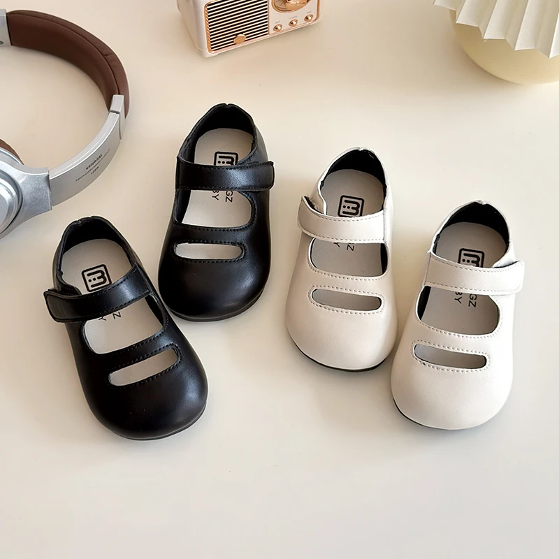 

Детская кожаная обувь для девочек, детская противоскользящая обувь с мягкой подошвой, модная уличная прогулочная обувь для малышей в корейском стиле