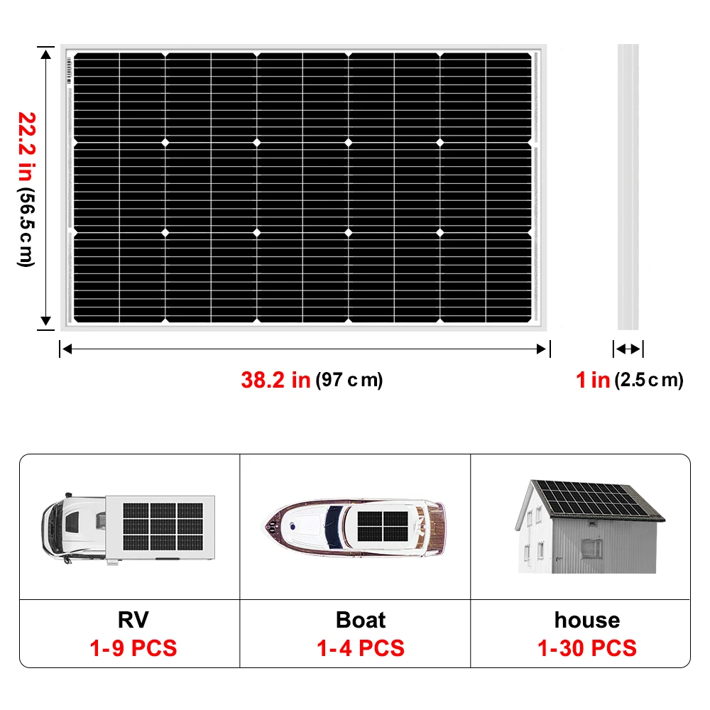 Dokio 18V 100W  Rigid Waterproof Solar Panel Set Controller for Home Charging 12V Car Battery Monocrystalline China