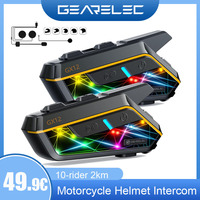 GX12 10 Riders Group Mesh Motorcycle Intercom 2KM Motorcycle Bluetooth Communication Motorbike Interphone FM Radio Music Sharing