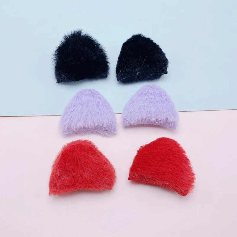 42Pcs 4*3.4CM Two Side Felt Cat Ear Padded Appliques For Children Hat Sewing DIY Headband Hair Clip Accessories Patches