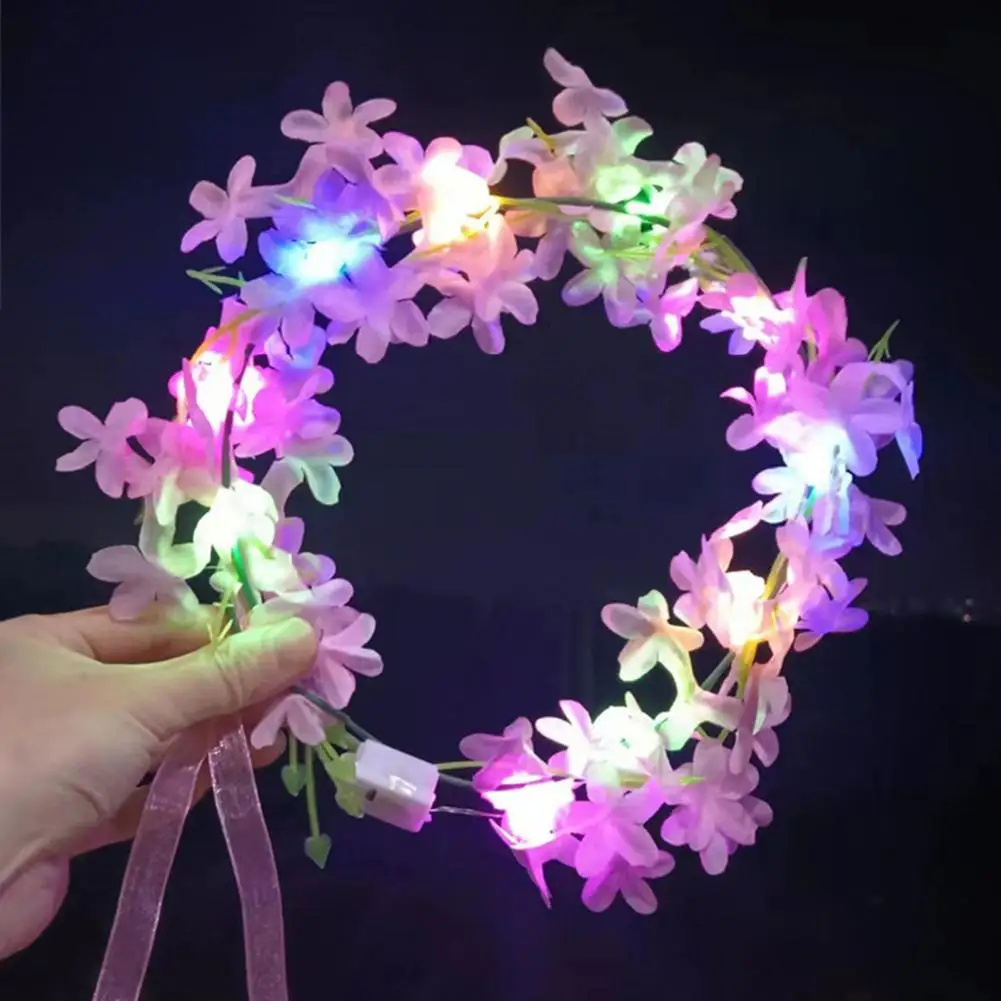 LED Flower incandescente fascia Light-up ghirlanda floreale fascia luminosa per le donne ragazze ghirlanda floreale copricapo accessori per capelli