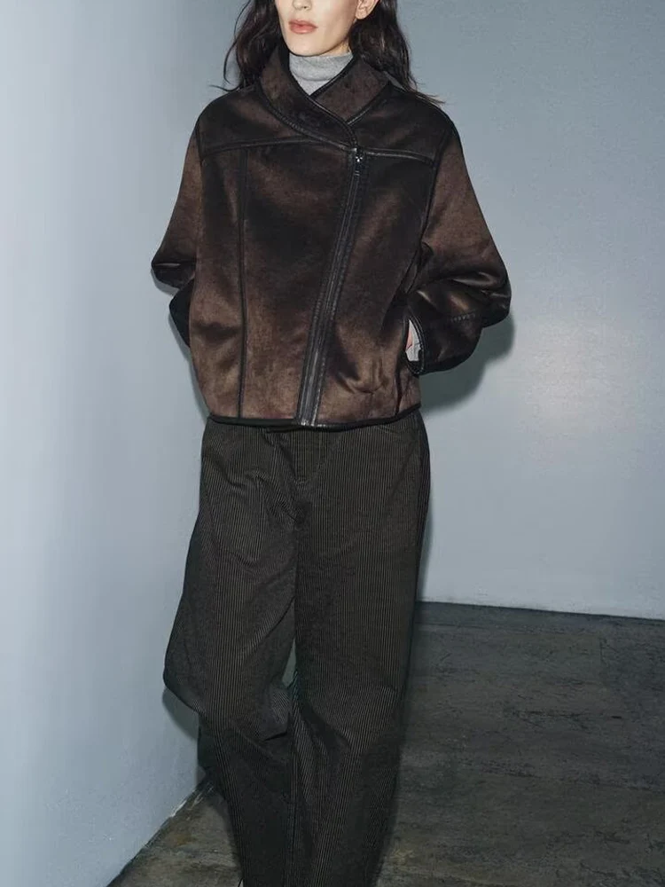 

European and American style 2025 winter new arrivals women's design versatile long-sleeved reversible jacket