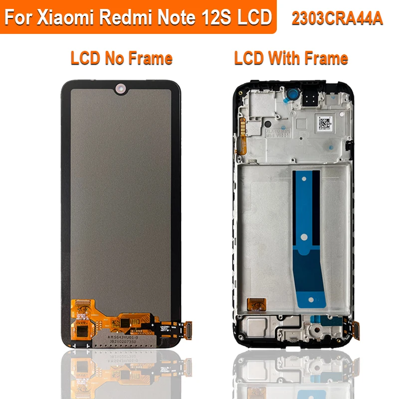 6.43\'\' Super AMOLED LCD For Xiaomi Redmi Note 12S LCD Touch Screen Digitizer Assembly For Redmi 2303CRA44A 23030RAC7Y 2303ERA42L