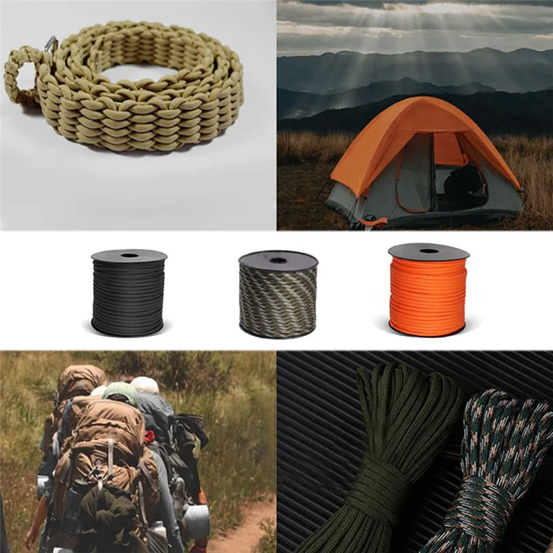 AAAC-50M Polypropylene 7-Core 4Mm Umbrella Rope Outdoor Camping Emergency Tent Canopy Rope Windproof Rope DIY Braided Rope
