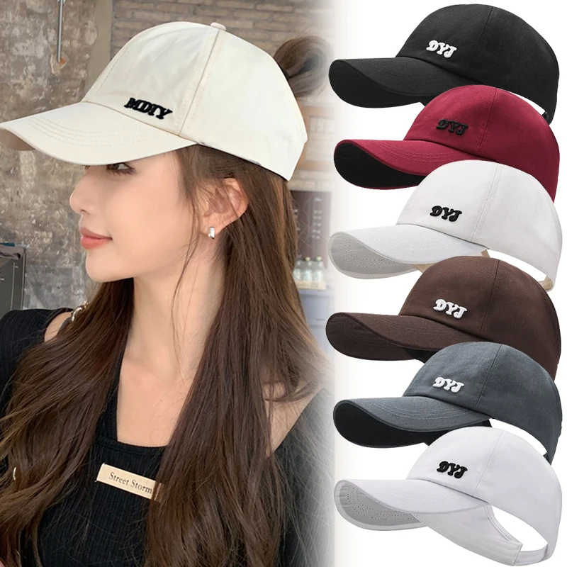 2024 New High Ponytail Baseball Cap for Women Girls Summer Sports Cap Fashion Casual Solid Color Cap Sun Hat with Ponytail Hole