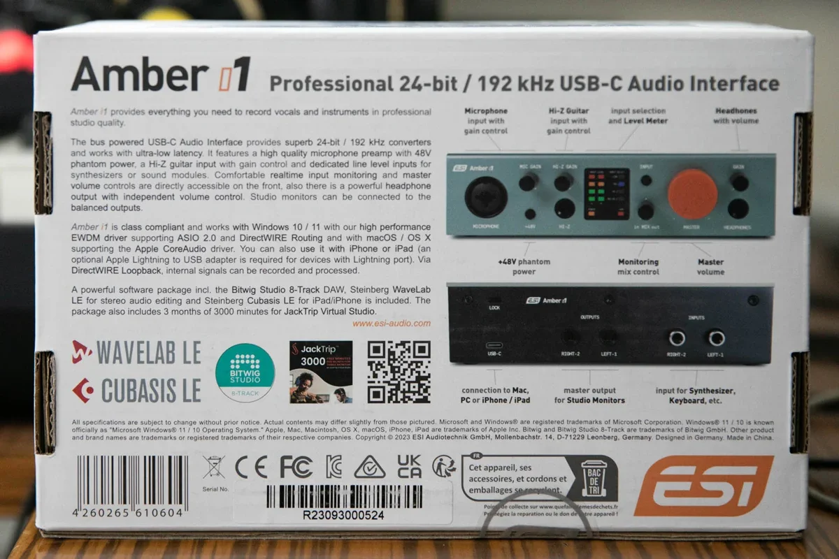 ESI Amber I1 تسجيل احترافي USB 3.1 واجهة الصوت كارت الصوت XLR كومبو ميكروفون Preamp + 48 فولت دعم الطاقة الوهمية #3