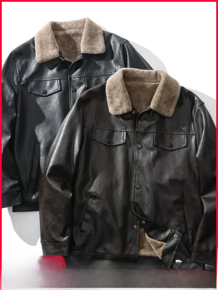 

Мужское винтажное теплое функциональное пальто из искусственной кожи Waed, крутое зимнее пальто в американском стиле с воротником-стойкой, повседневное модное