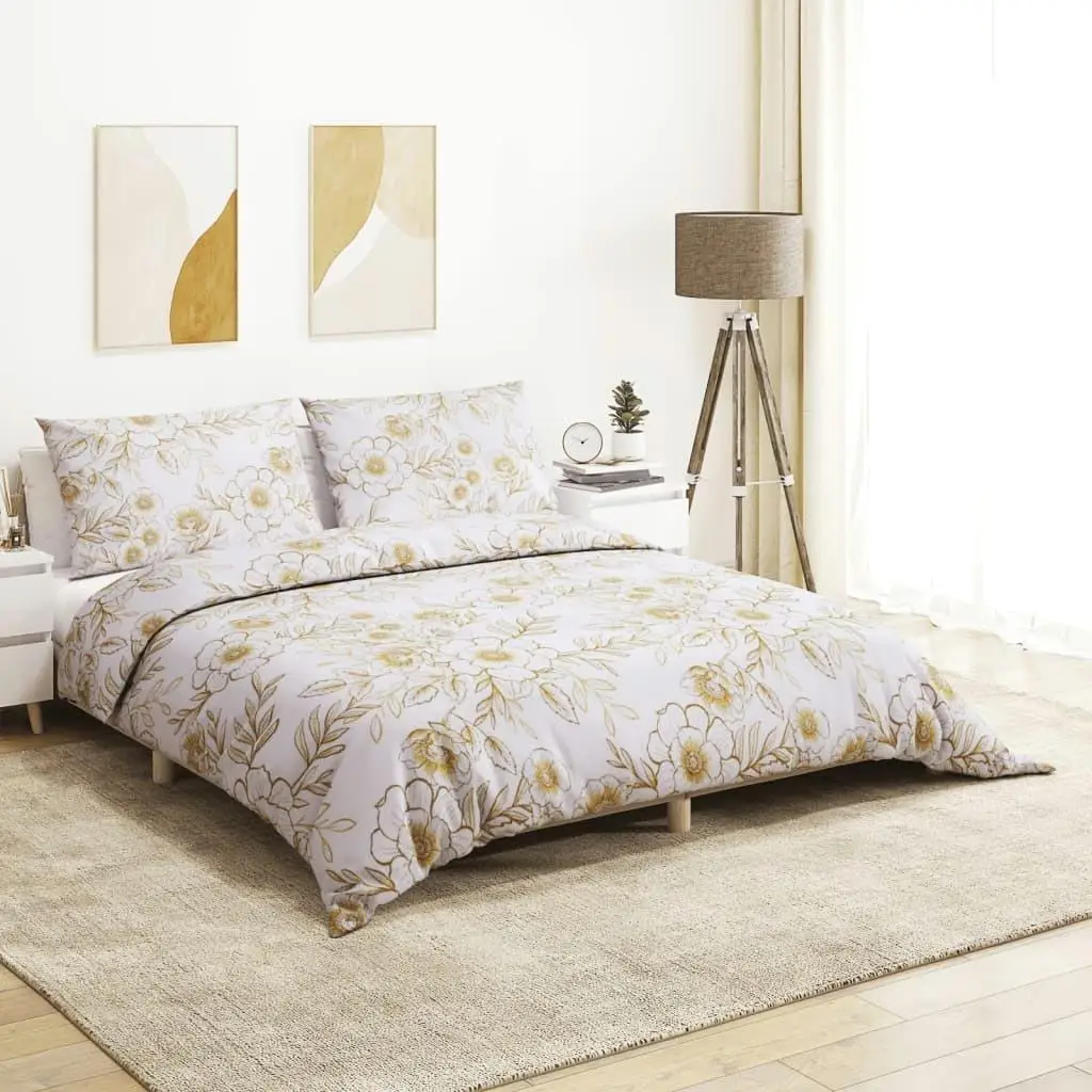 Luxury Cotton Duvet Cover Set - White & Brown, 135x200 cm for Cozy Bedrooms