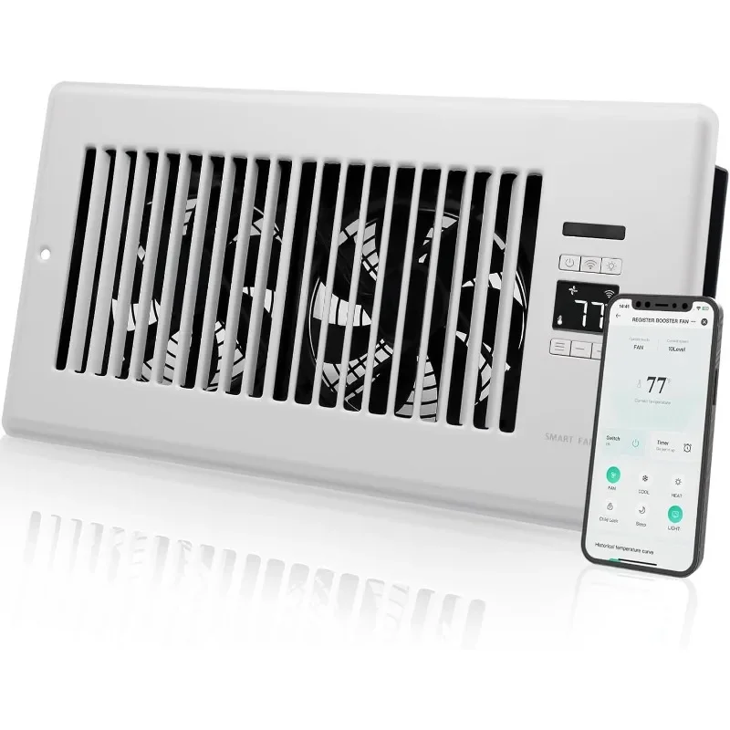 

Great deal.Super Quiet Register Booster Fan for 6" x 12" Register Holes, Smart Register Vent with Dual Intelligent Thermostat an