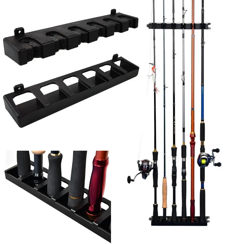 

6 Rods Capacity Vertical/Horizontal Fishing Rod Holder Wall-Mounted Fishing Rod Rack Garage Fishing Accessories Sissy Sinker