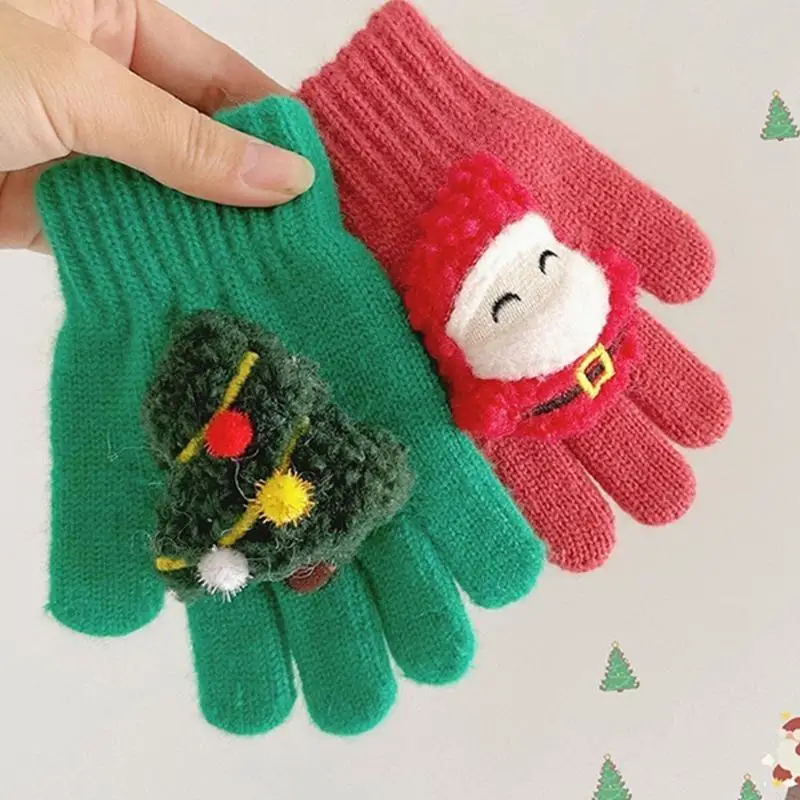 

Теплые и прочные вязаные перчатки для мальчиков и девочек праздничные рождественские олень