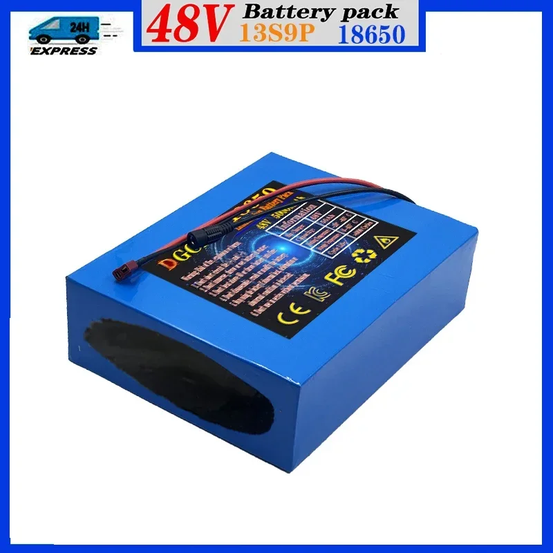 13S9P Rechargeable lithium battery pack 48V 50Ah 18650 54.6V 50000mAh 1000W electric bike scooter ebike battery built-in 30A BMS