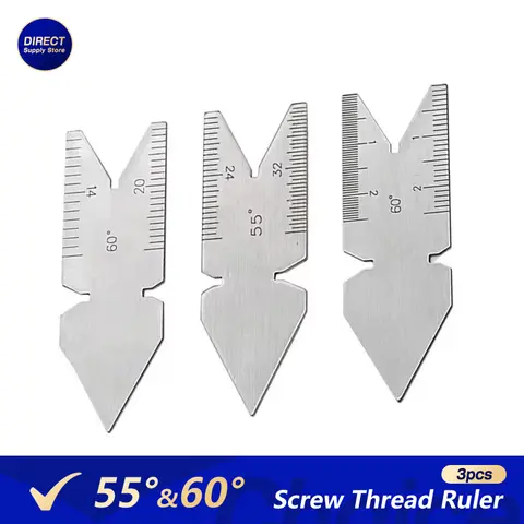 3pcs 나사 스레드 센터 게이지 55 ° 60 ° 도 인치 미터법 각도 템플릿 피치 게이지 측정 선반 도구