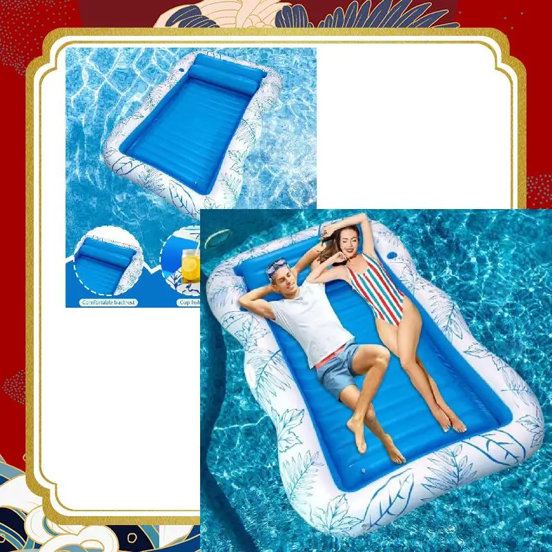 

Inflatable Water Hammock Air Mattress with Cup Holder Swimming Pool Floating Lounge Bed Beach Party Sports Recliner Recreation