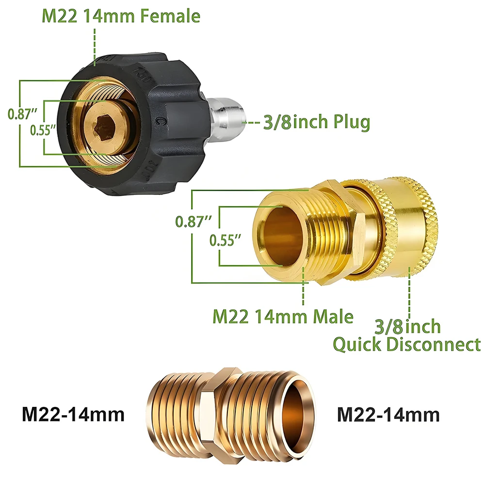 Mangueira flexível para lavadora de pressão, 3600 psi, resistente a torção, mangueira de extensão para lavagem de carro com adaptador de conexão rápida de 3/8"