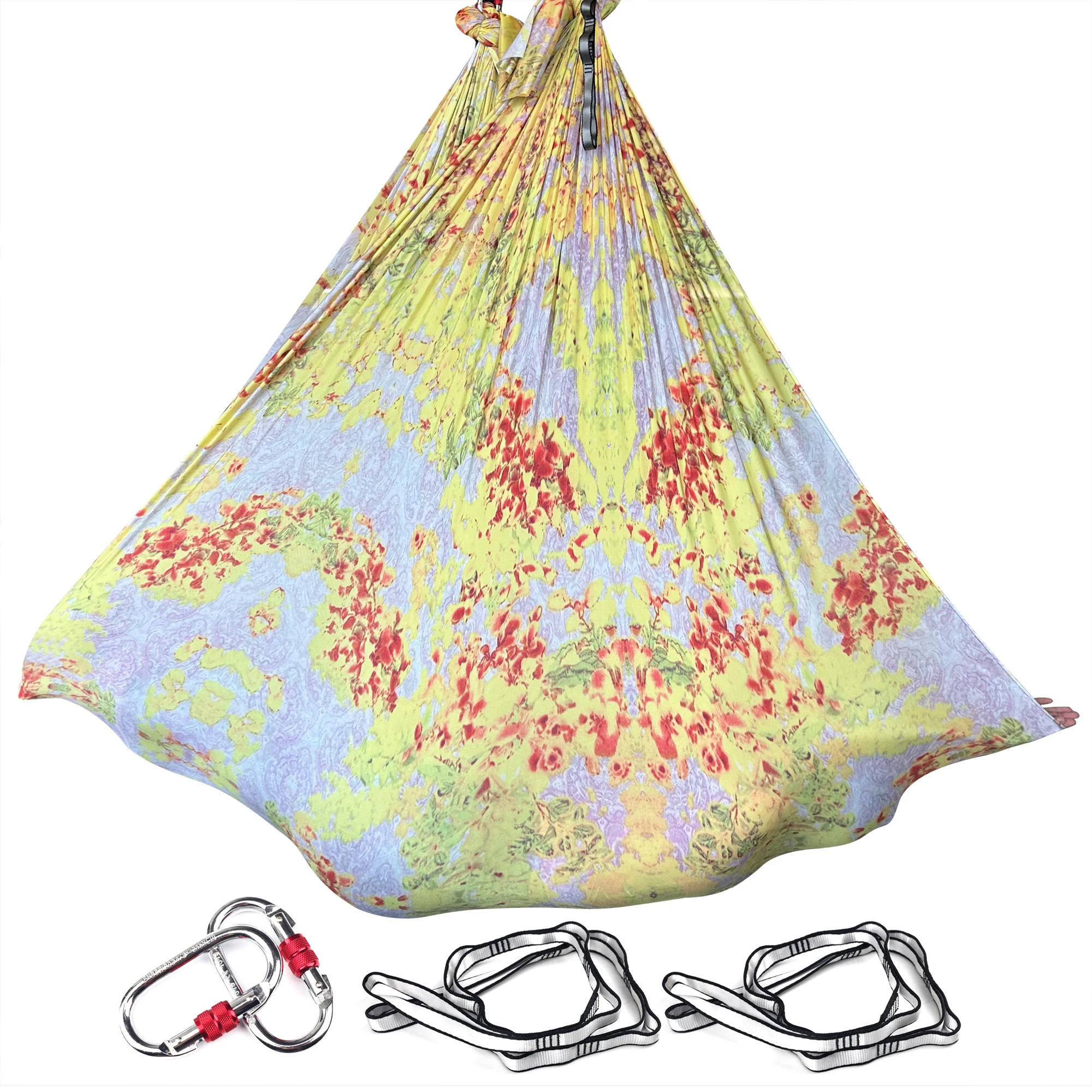 4 M Nylon Soft Yoga Swing Kit, Hammock Set, Aerial Silk Kit for Yoga Exercise, Indoor.