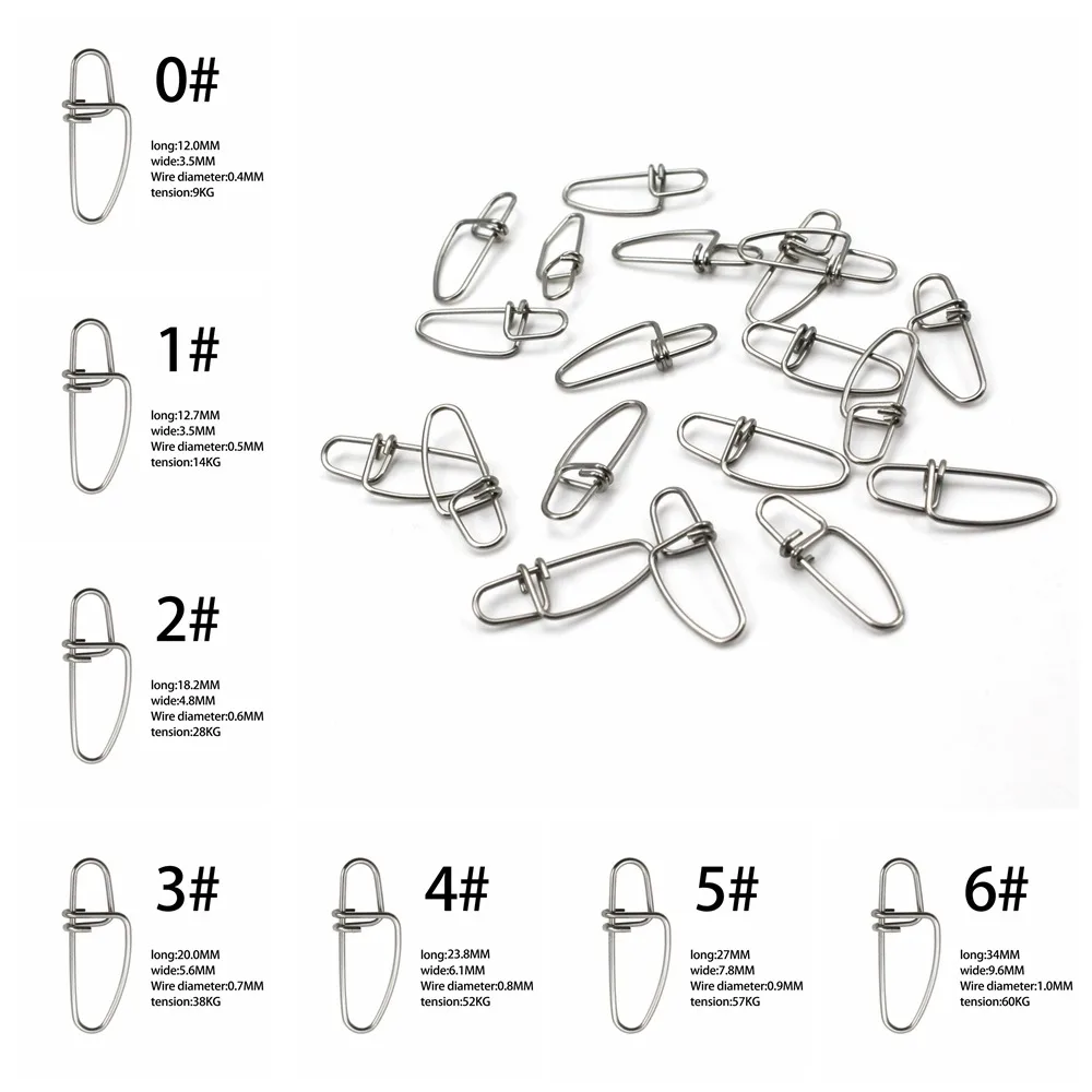 스테인레스 스틸 낚시 커넥터, 스테인레스 스틸 핀, 낚시 스냅, 솔리드 커넥터, Luya 낚시 미끼 핀, 안전 핀, 100 개