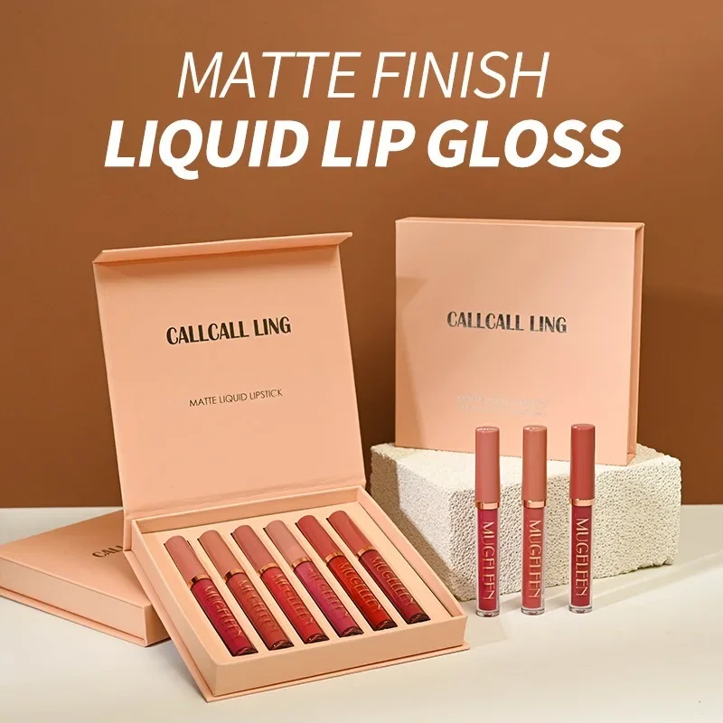 6Pcs/SET Liquid Velvet Matte Lip Gloss Red Lipstick Nude Makeup Women Long Lasting Waterproof Beauty Cosmetics