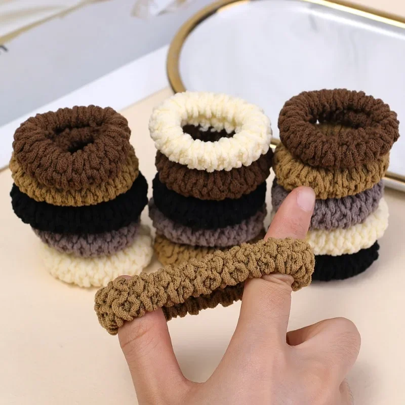 Towel Scrunchie Hair Ties Three Colors High Elastic Fashion Solid Color Elegant Coffee Hair Rings for Women Ponytail Accessory