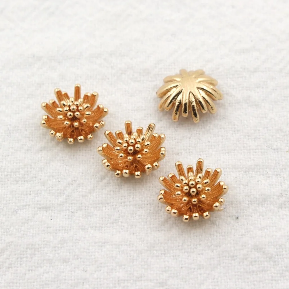 30pcs Quality Brass Casted Flat Base Flower Pistils Stamping Decoration KC gold color DIY Jewelry Accessories Making
