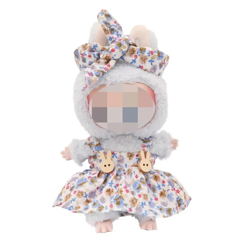 Visage en vinyle en peluche pour poupée Labubu, jupes, sac en peluche, breloque, petits vêtements, bandeau, accessoires pour filles, jouets à la mode