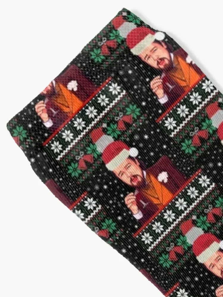 Leonardo Dicaprio Snow Is Falling All Around Me Dicaprio Drinking Meme - Ugly Sweater Have Yourself A Merry Leo Christmas Socks