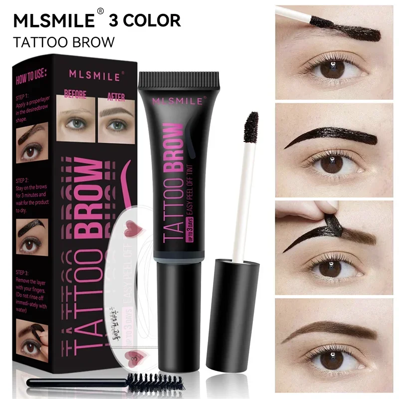 Waterproof Peel Eyebrow Cream Cosmetic Lasting Sweat-proof Semi-Permanent Tattoo Brown Tint Tearing Dye Eyebrow Enhancers Gel