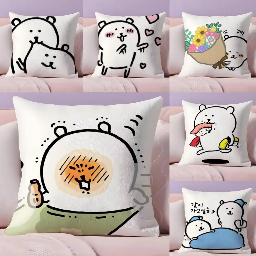 

Japan Cute J-Joke Bear Christmas Pillow Case Plush Fabric Soft Double-Sided Printed Sofa Warm Winter Home Gift Cushion Cover