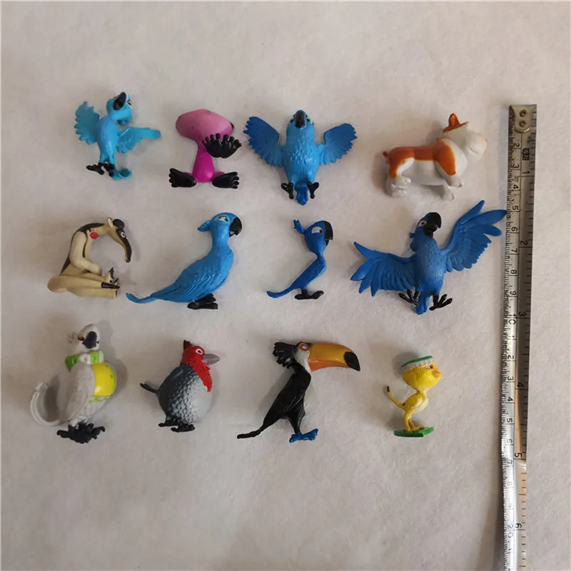 12pcs/lot Mini Rio Adventure Parrot friends Birds PVC Action Figures Cartoon Collection Toy For Boy Juguete Model Gift Kid