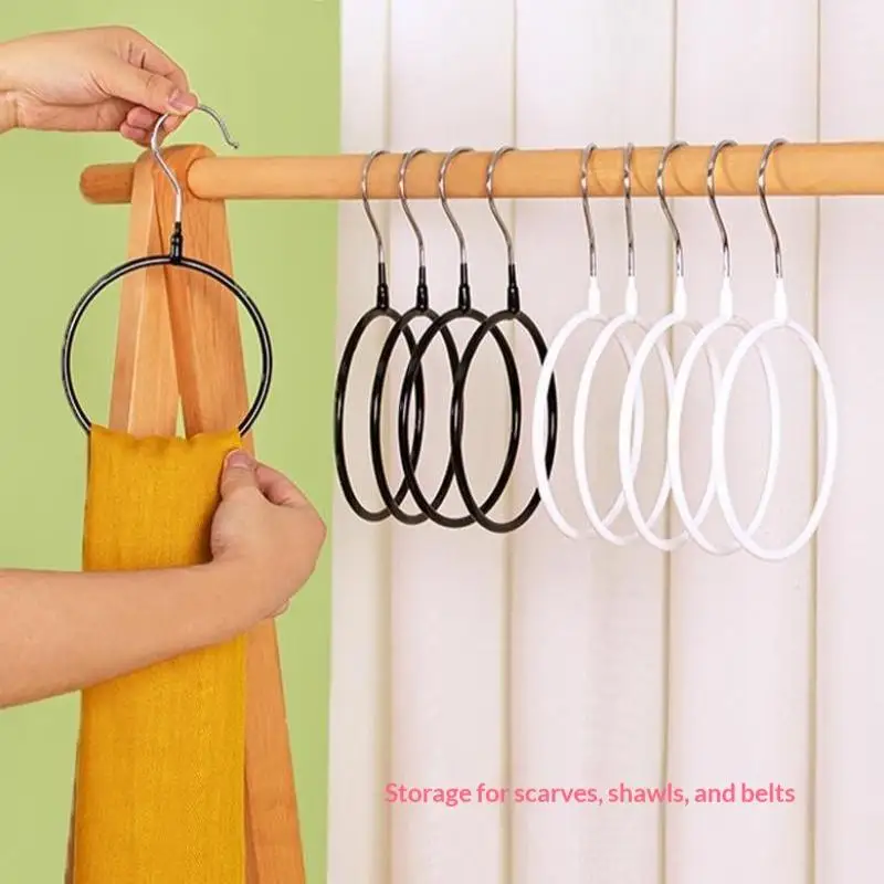 [MA]Multi-functional Ring Scarf Hanger Single Plastic Coated Non-slip Towel Rack Storage Trace Simple Tie Hanger[MA]