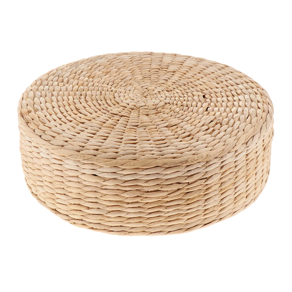 Natural Straw Round Pouf Tatami Sitting Cushion Floor Mat Pouf Pure Hand Woven Living Room Worship Meditation Cushion Floor Seat