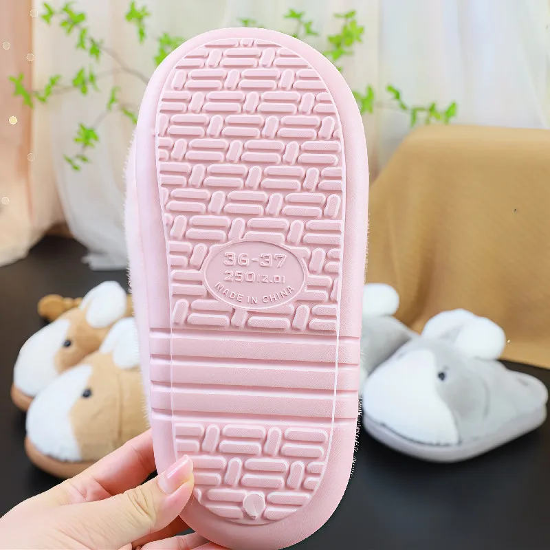 Funny stereoscopic rabbit shoes for women 2025 designer animal fluffy slippers female eva cloud furry slides shoes