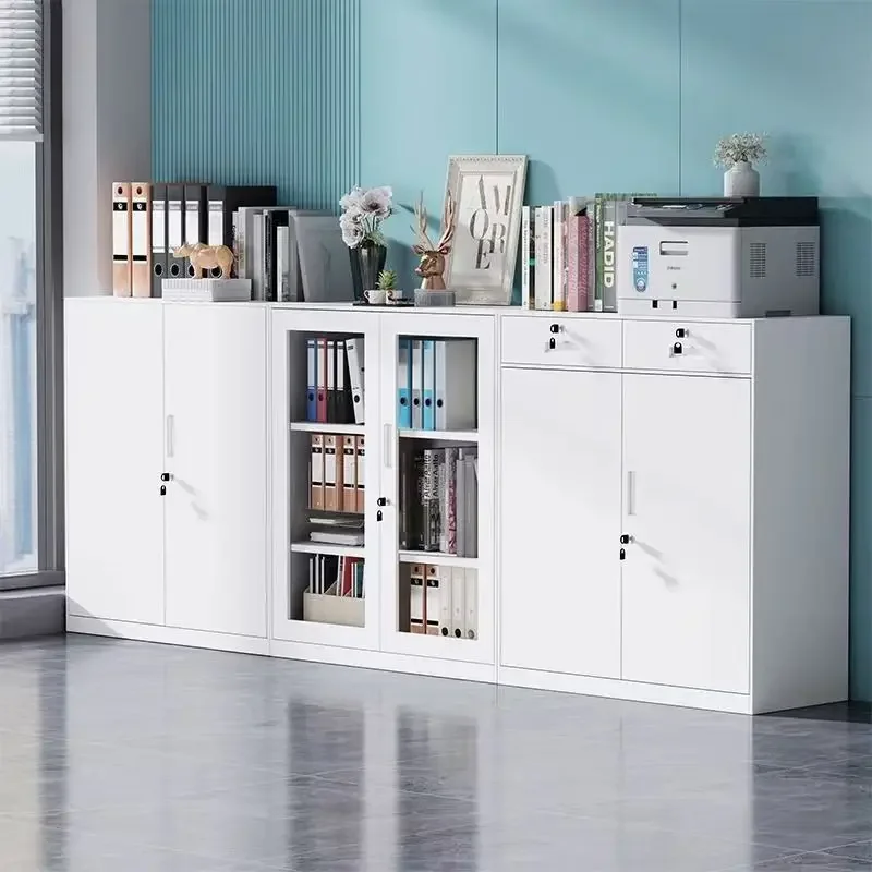 Office file cabinet Iron file cabinet Locked storage partition Locker Sliding door Glass low cabinet