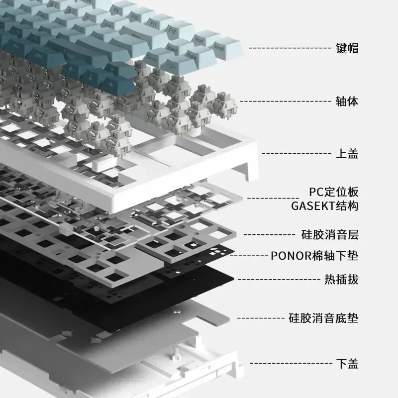 FL · Esports-Clavier mécanique sans fil, clavier Bluetooth, échange à chaud, cadeau de jeu personnalisé, 3 modes, PBT, RVB, FL750, 2.4G