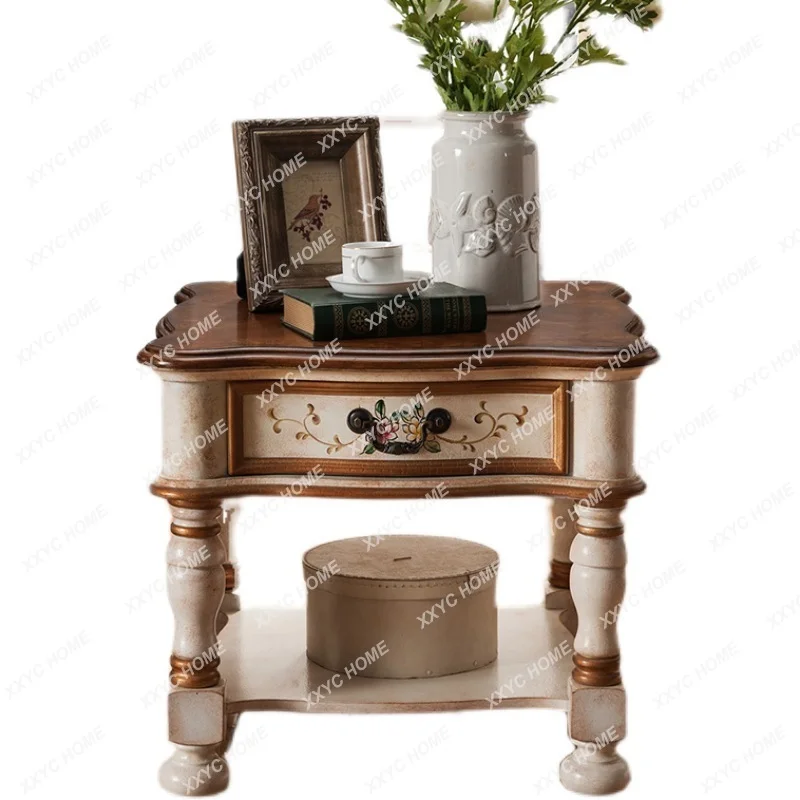 Painted Side Table Mediterranean Hand-Painted Bulk Promotion Small Table Side Table Corner Table Lampstand Sofa  Corner Cabinet